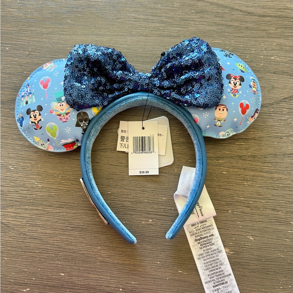 Disney Loungefly Blue Sequin Chibi Mickey Ears Minnie Mouse headband